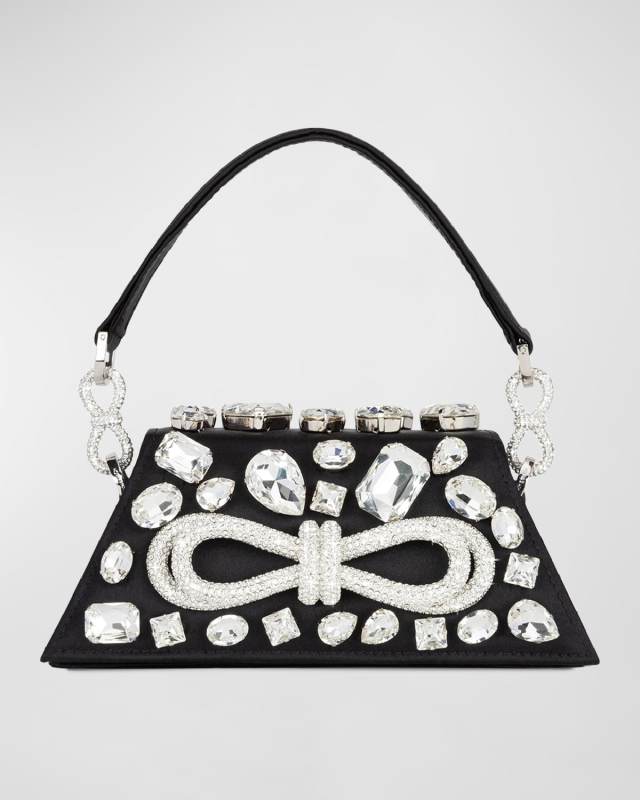 Samantha Bow Embellished Satin Crossbody Bag